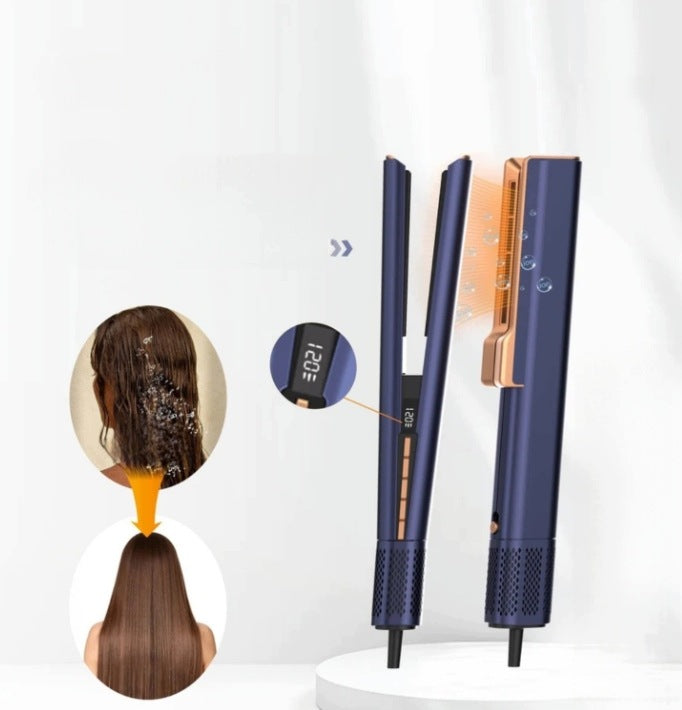 2-in-1 Dryer and Straightener, Blue-Gold Packaging status original