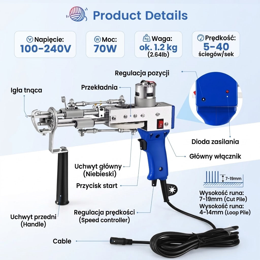 2-in-1 Electric Tufting Gun with Fabric, Carpet Trimmer Brand no brand