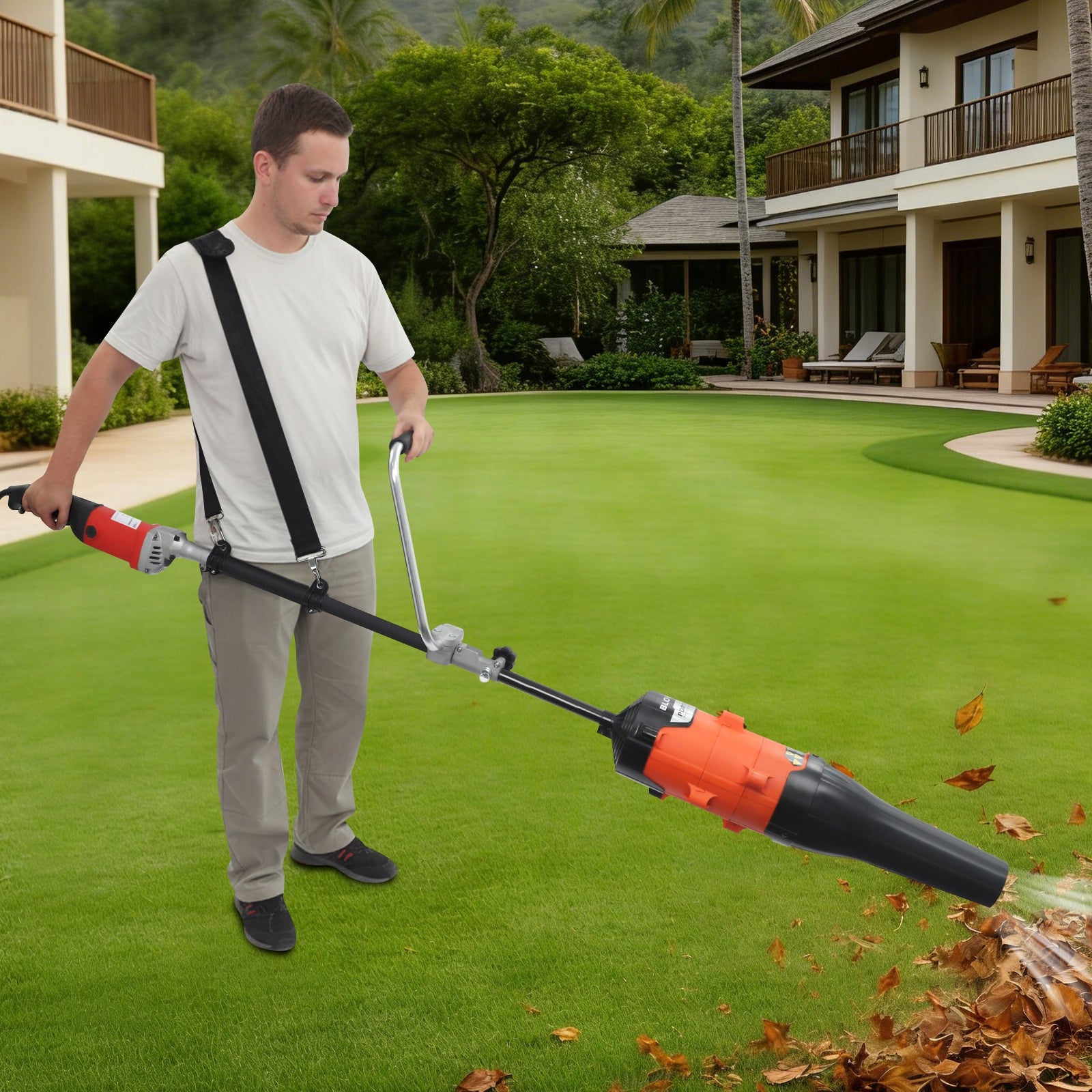 2-in-1 Handheld Electric Powered Broom Sweeper and Blower 1600W Output 1 m3/min