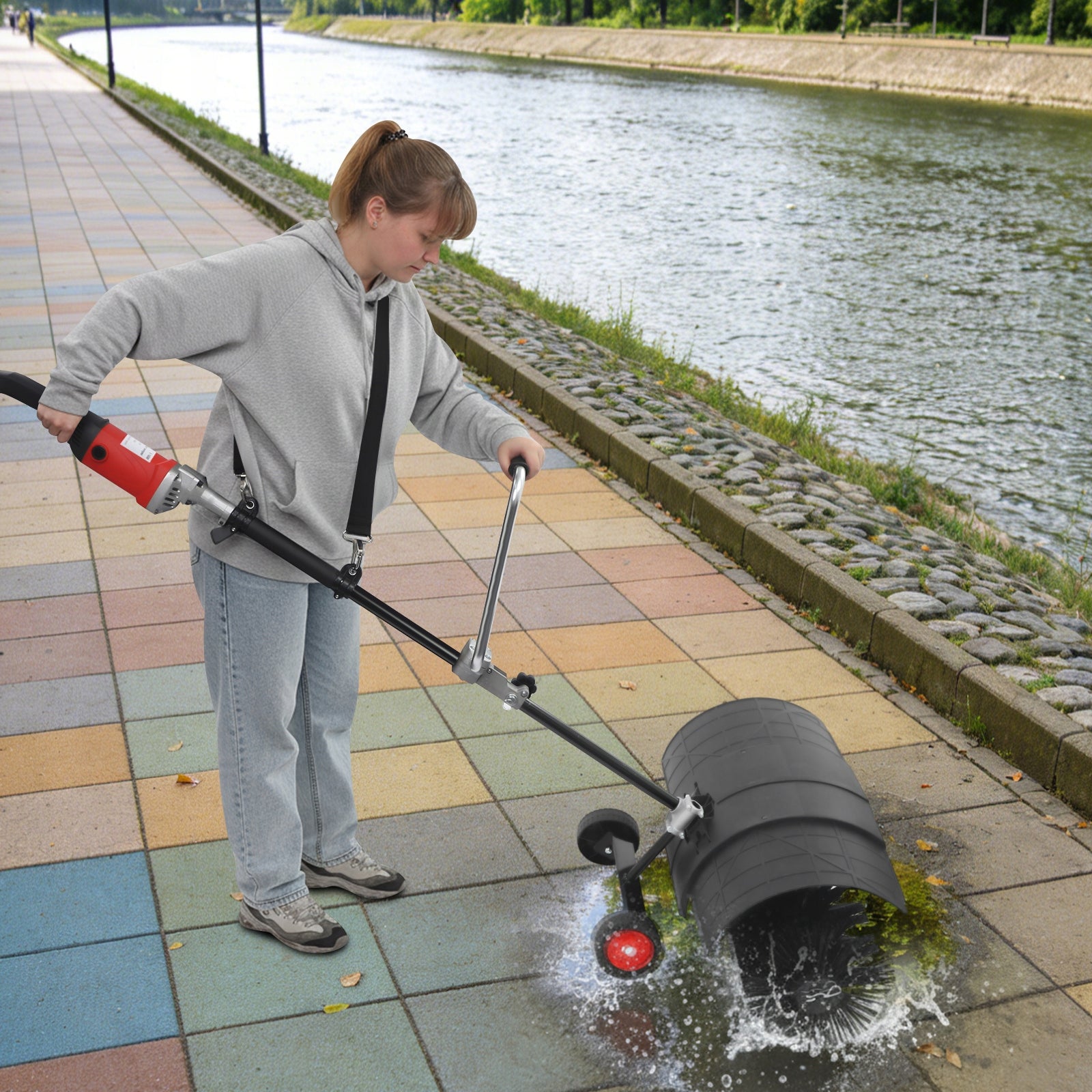 2-in-1 Handheld Electric Powered Broom Sweeper and Blower 1600W Tool weight 16 kg
