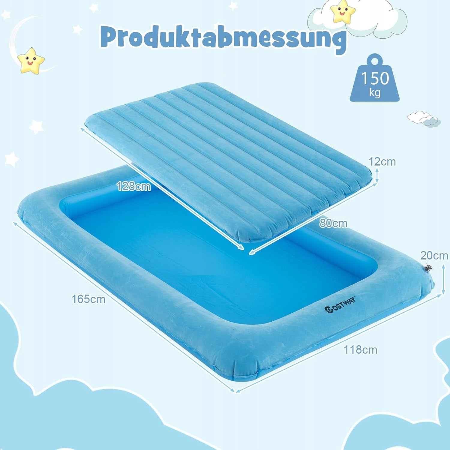 2-in-1 Kids Air Bed with Mattress and Pump, Travel Bed Manufacturer code HY10389DE-QL