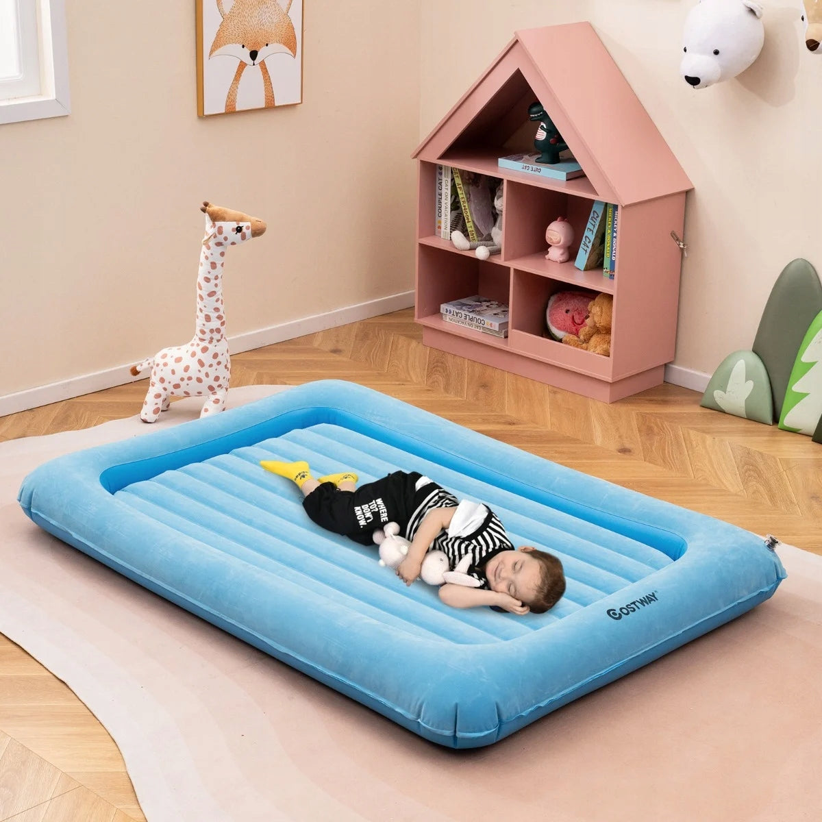 2-in-1 Kids Air Bed with Mattress and Pump, Travel Bed Packaging status original