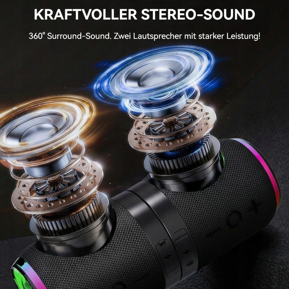 2-in-1 Magnetic Bluetooth Speaker with Light Effects and Stereo 360° Surrou Packaging status original
