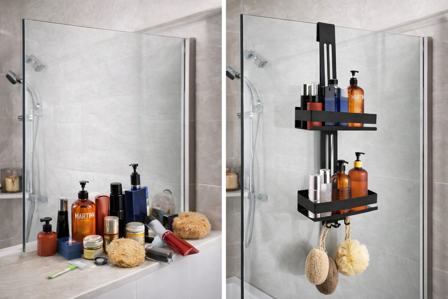2-tier shower shelf hanging style, without drilling Packaging status original