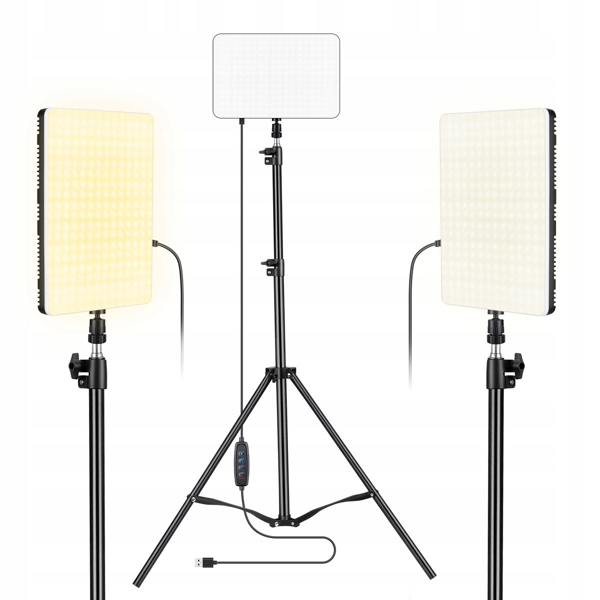 2 x PROFESSIONAL STUDIO LAMP FOR PHOTOS VIDEO LED PANEL + TRIPOD 210 CM