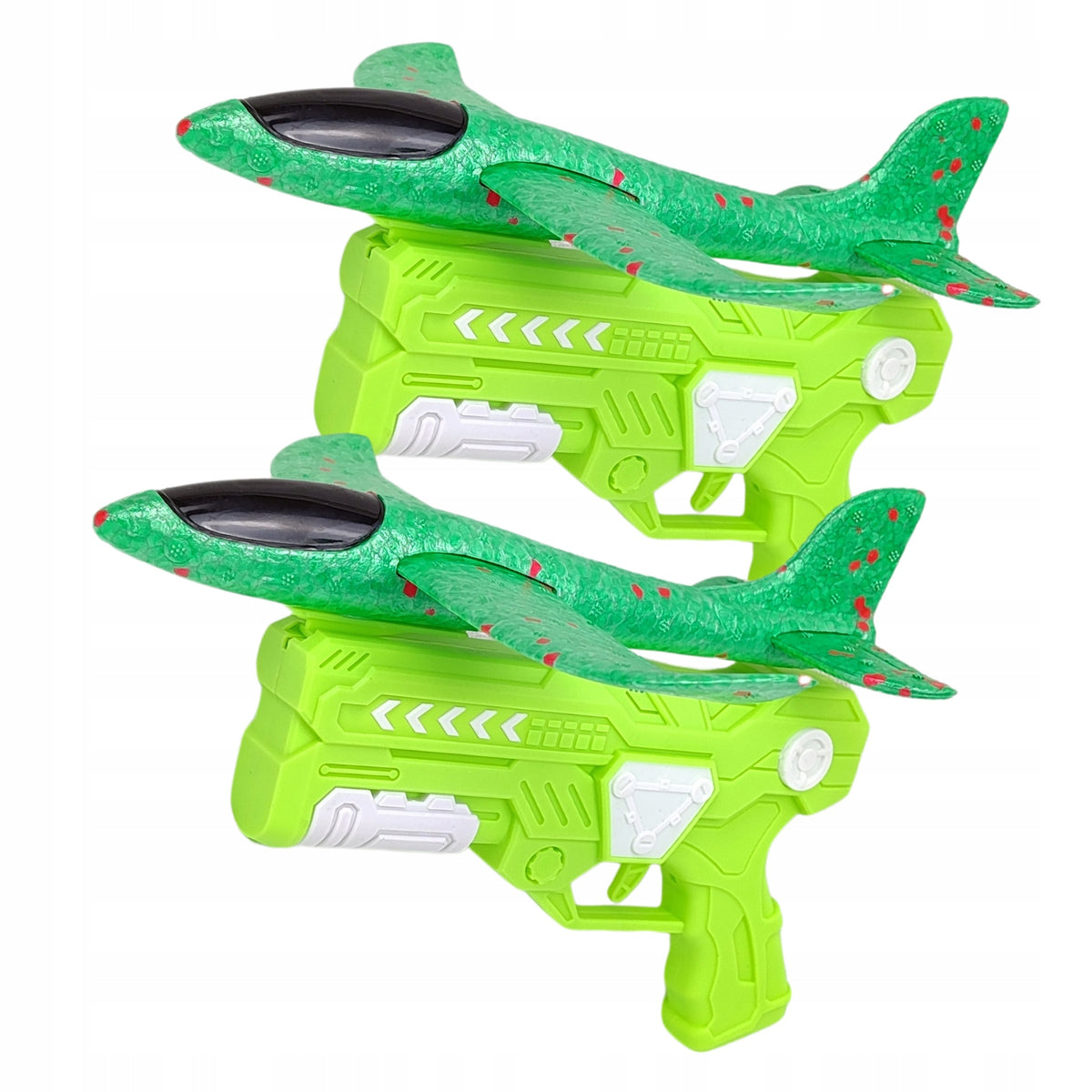 2 x Styrofoam Aircraft With Launch Gun Glider Light Green