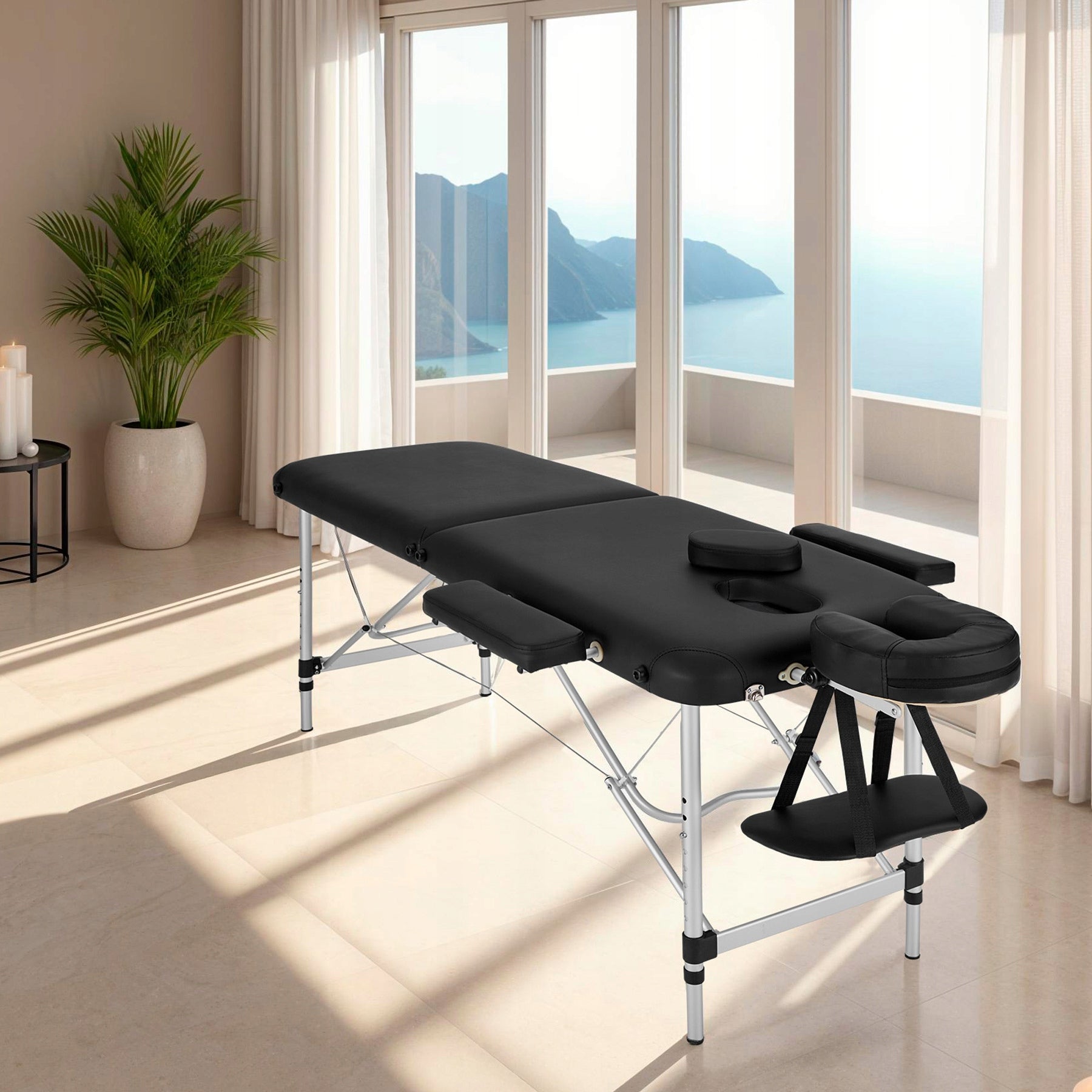 2-zone massage table with upholstery and aluminum frame Packaging status original