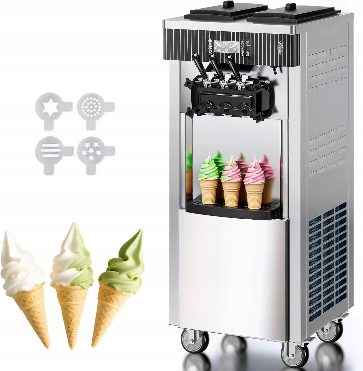 20-28L/H 2200W Soft Ice Cream Maker, 3 Flavours, LED Panel, 2x6L Containers Manufacturer code 8SS-BJLJYK8228HPD1V2JINZHOU