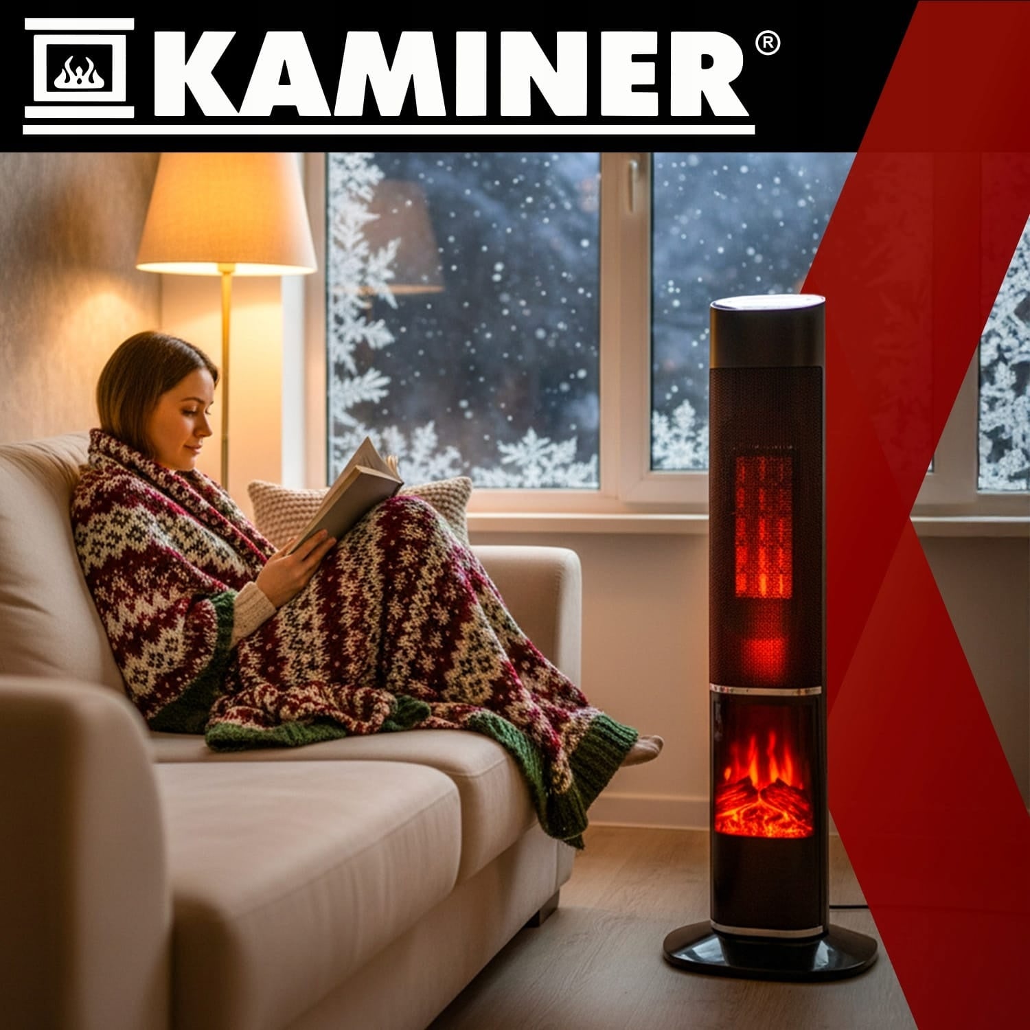 2000W oscillating touch electric fan heater fireplace LCD + remote Manufacturer code 00026376