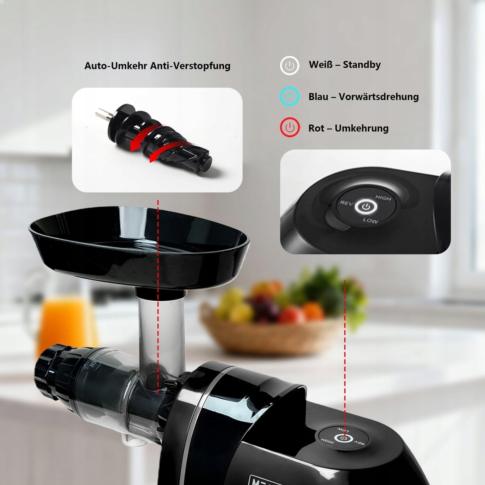 200W Slow Rotation Juicer For Fruit Vegetables Speed Control Packaging status original