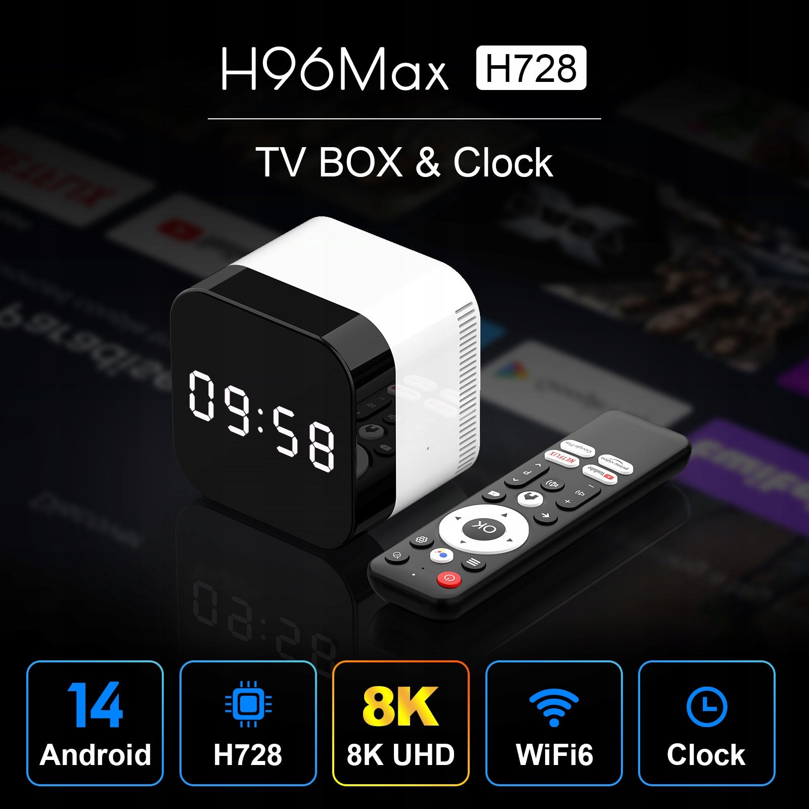 2025 Latest H96 Max H728 Android 14.0 TV Box 8K WIFI6/BT5.0 USB3.0 Packaging status original