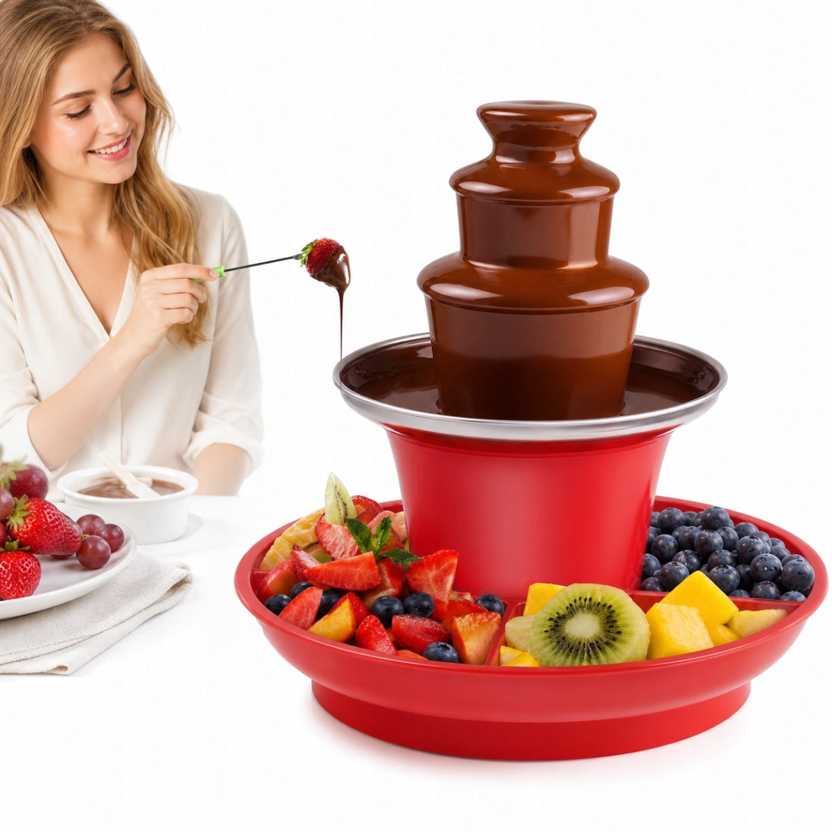 2026 CHOCOLATE FOUNTAIN FONDUE CHOCOLATE HOMEMADE SET 30IN 3 LEVELS