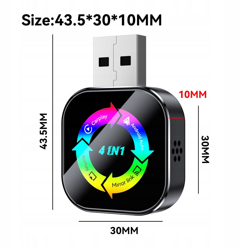 2026 CarPlay/Airplay/Android Auto/Mirror Link 4-in-1 Wireless Adapter Manufacturer code CarPlay Airplay Android Auto Mirror Link 4w1