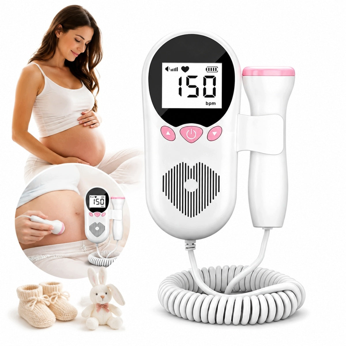 2026 FETAL HEART RATE DETECTOR DOPPLER MONITOR LCD NEW