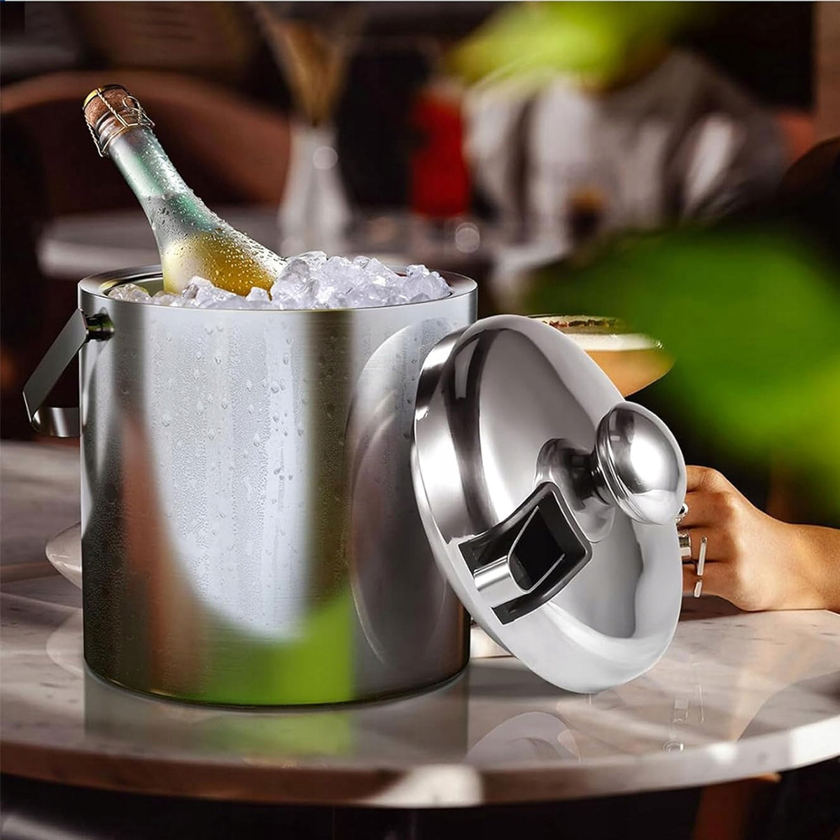 2026 ICE BUCKET ICE CONTAINER CUBES WITH LID 1,3L LARGE +TONGS Manufacturer no brand
