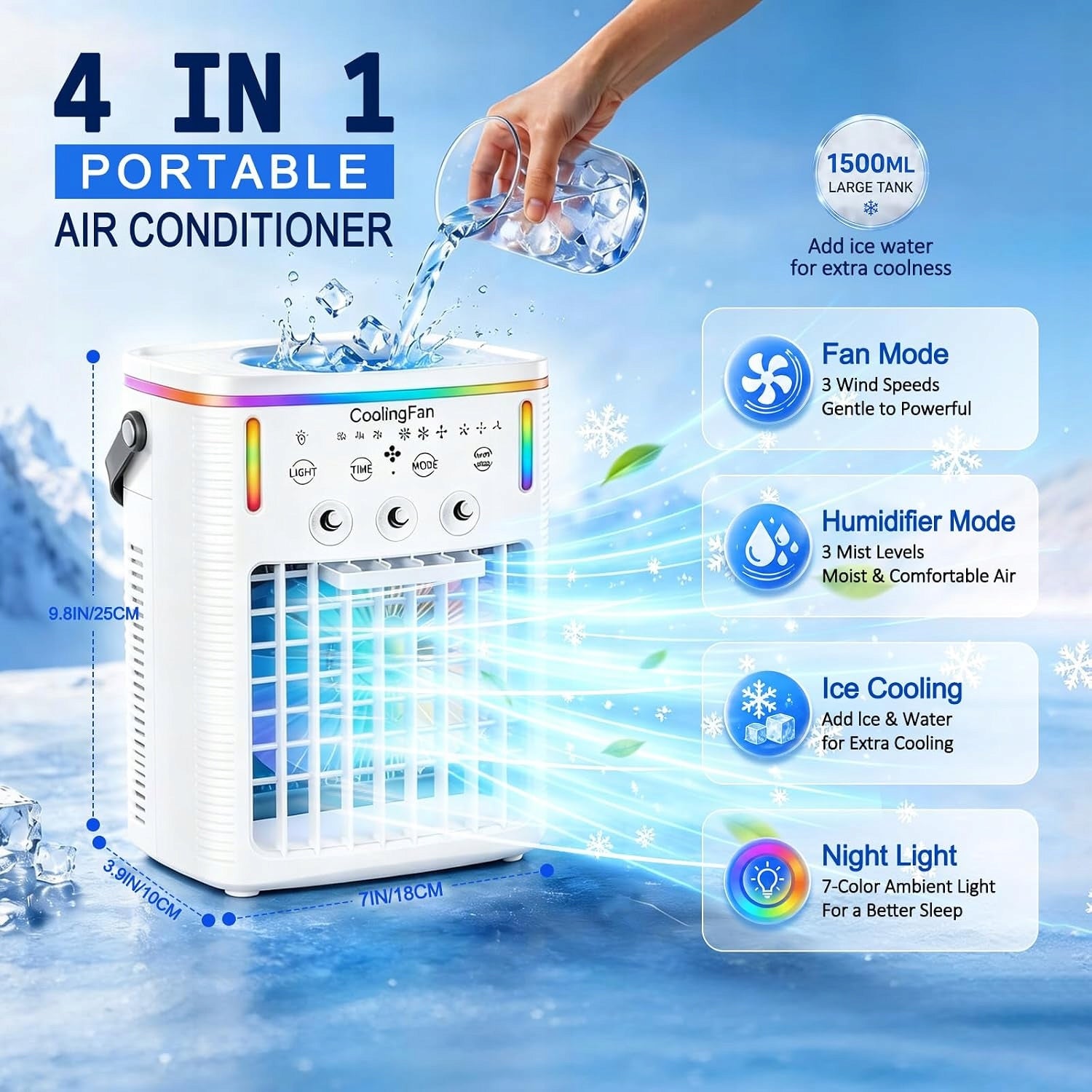 2026 New 1500ML Small Portable Air Conditioner With 3 Modes And 3 Speeds Packaging status original
