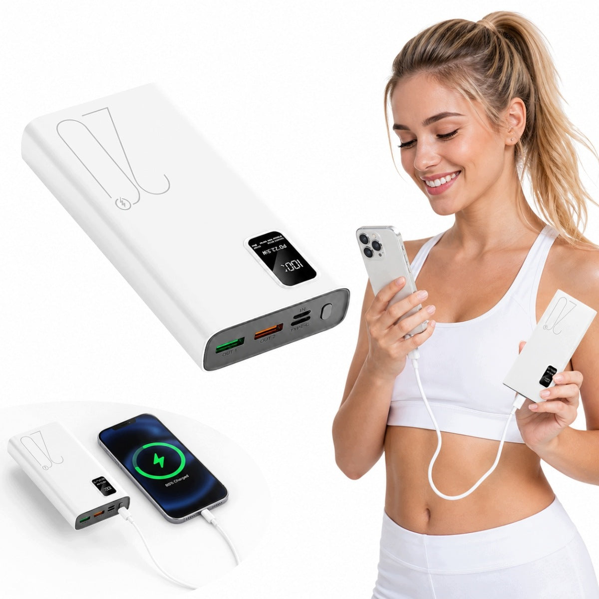 2026 Powerbank 50000mAh 22.5W 3x USB USB-C QC 3.0 Display Safe