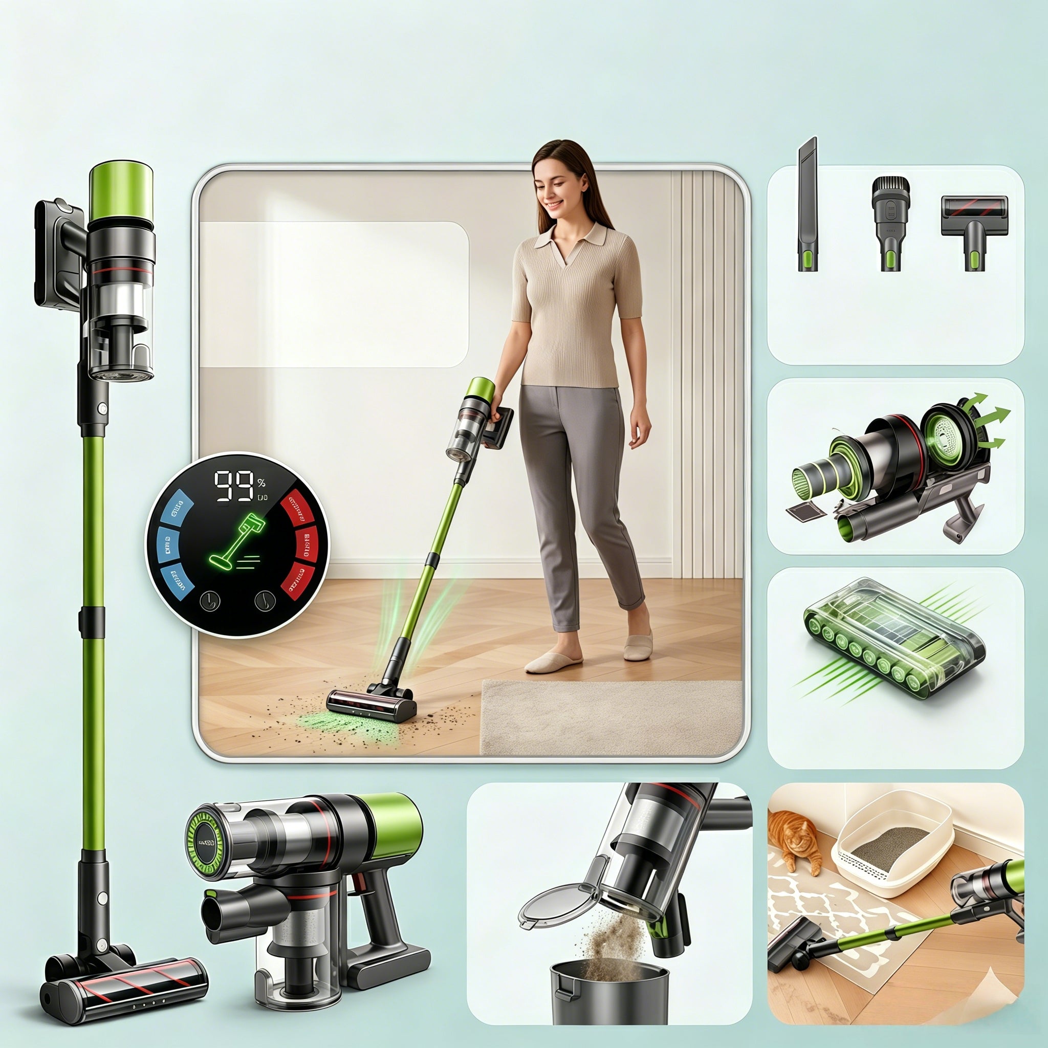 2026 SmartAi V6 Handheld Vacuum Cleaner Smart Home 650W 29,6V 24000mAh EU