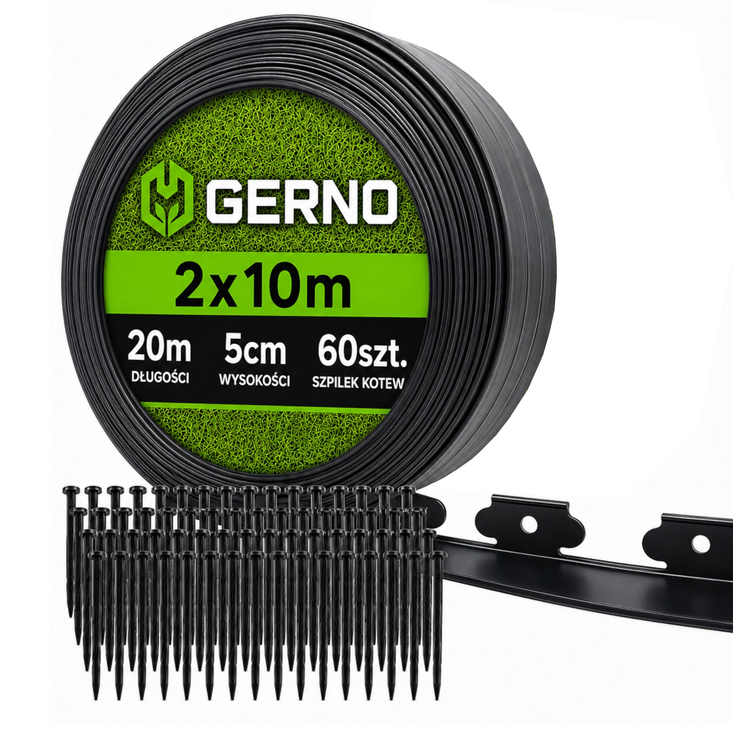 20m Lawn edging 5cm 50mm + anchors 60pcs - Garden edging Black