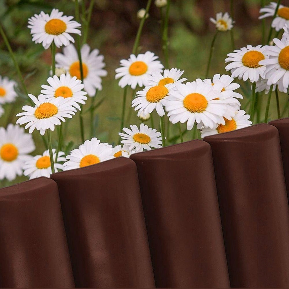 20x GARDEN Palisade plastic brown border edging fence lawn 5 m Color brown