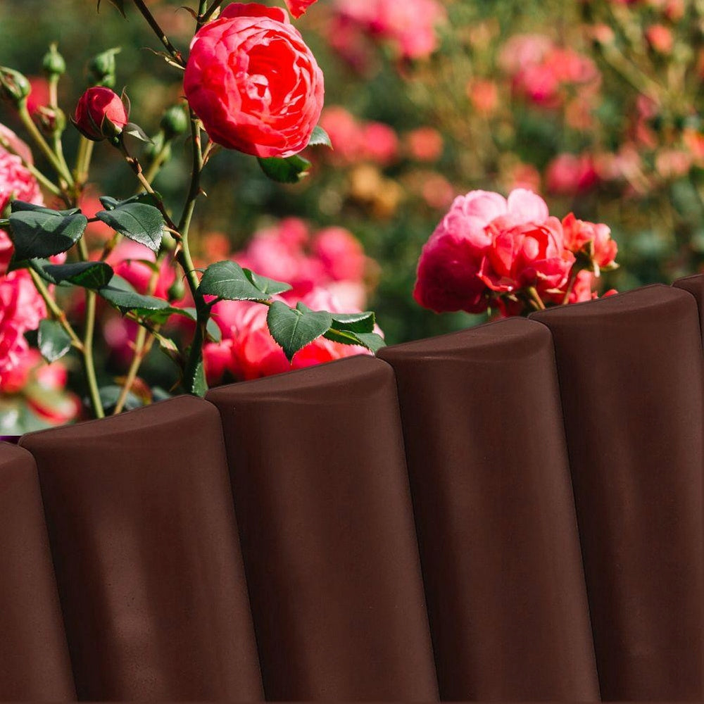 20x GARDEN Palisade plastic brown border edging fence lawn 5 m Length 500 cm