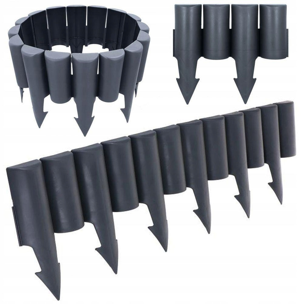 20x GARDEN Palisade plastic grey border edging fence lawn 500 cm