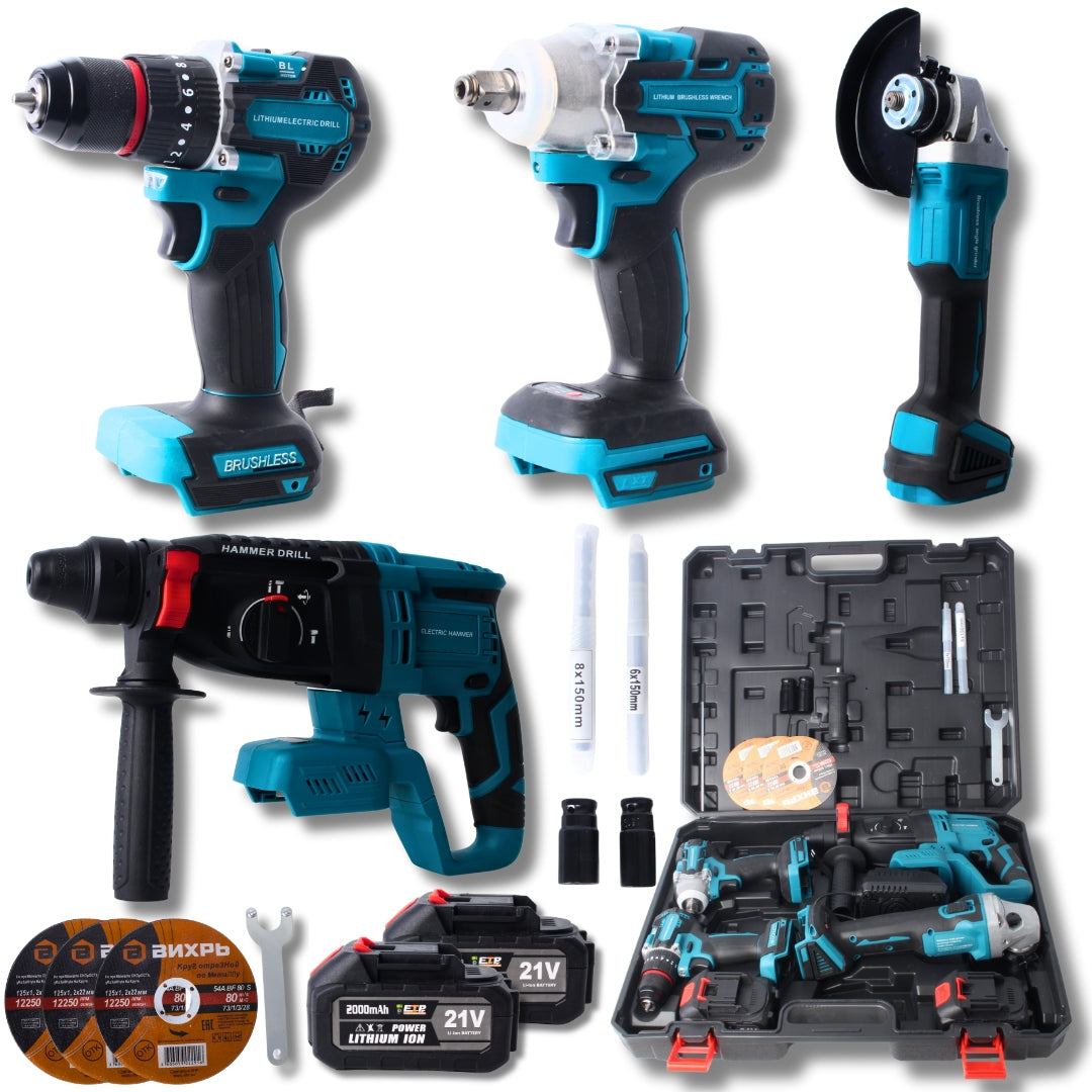 21V 4in1 Cordless Power Tool Kit with Suitcase