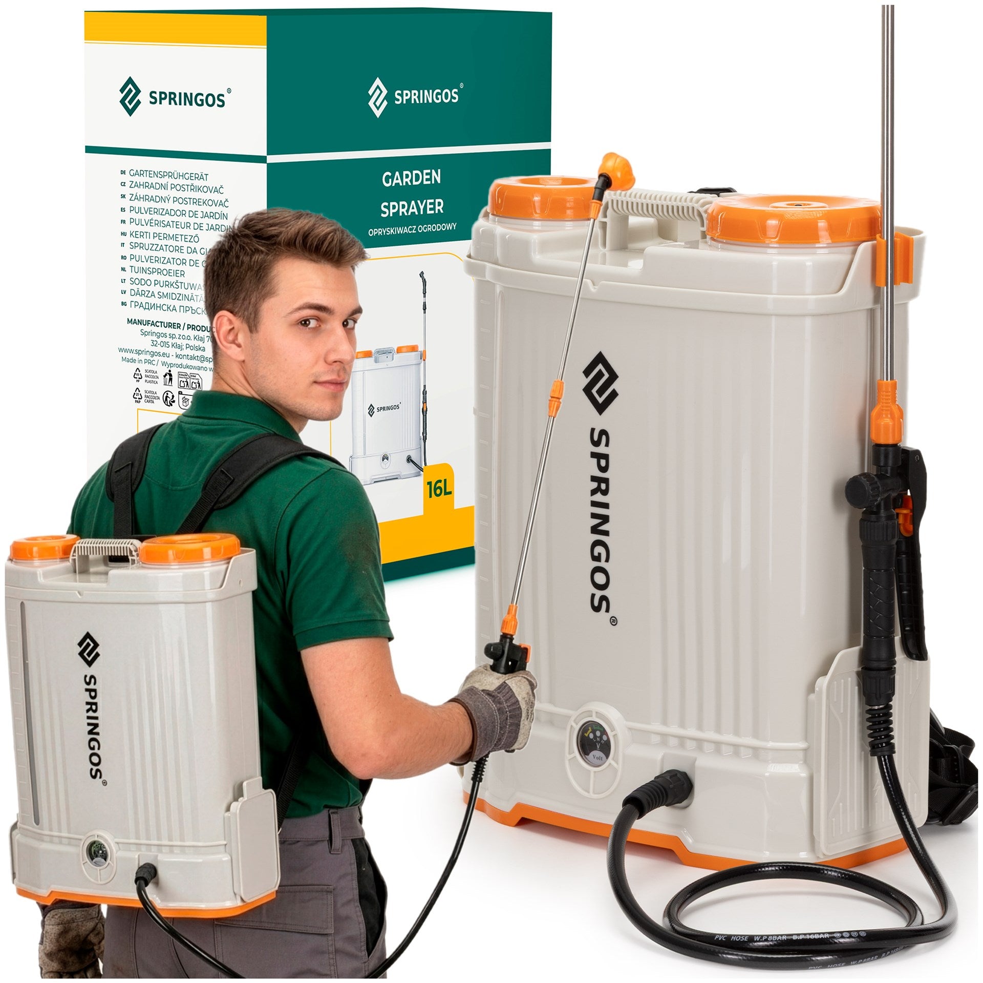 21V CORDLESS ELECTRIC BACKPACK SPRAYER 16L GARDEN 6 NOZZLES Lance length 99 cm