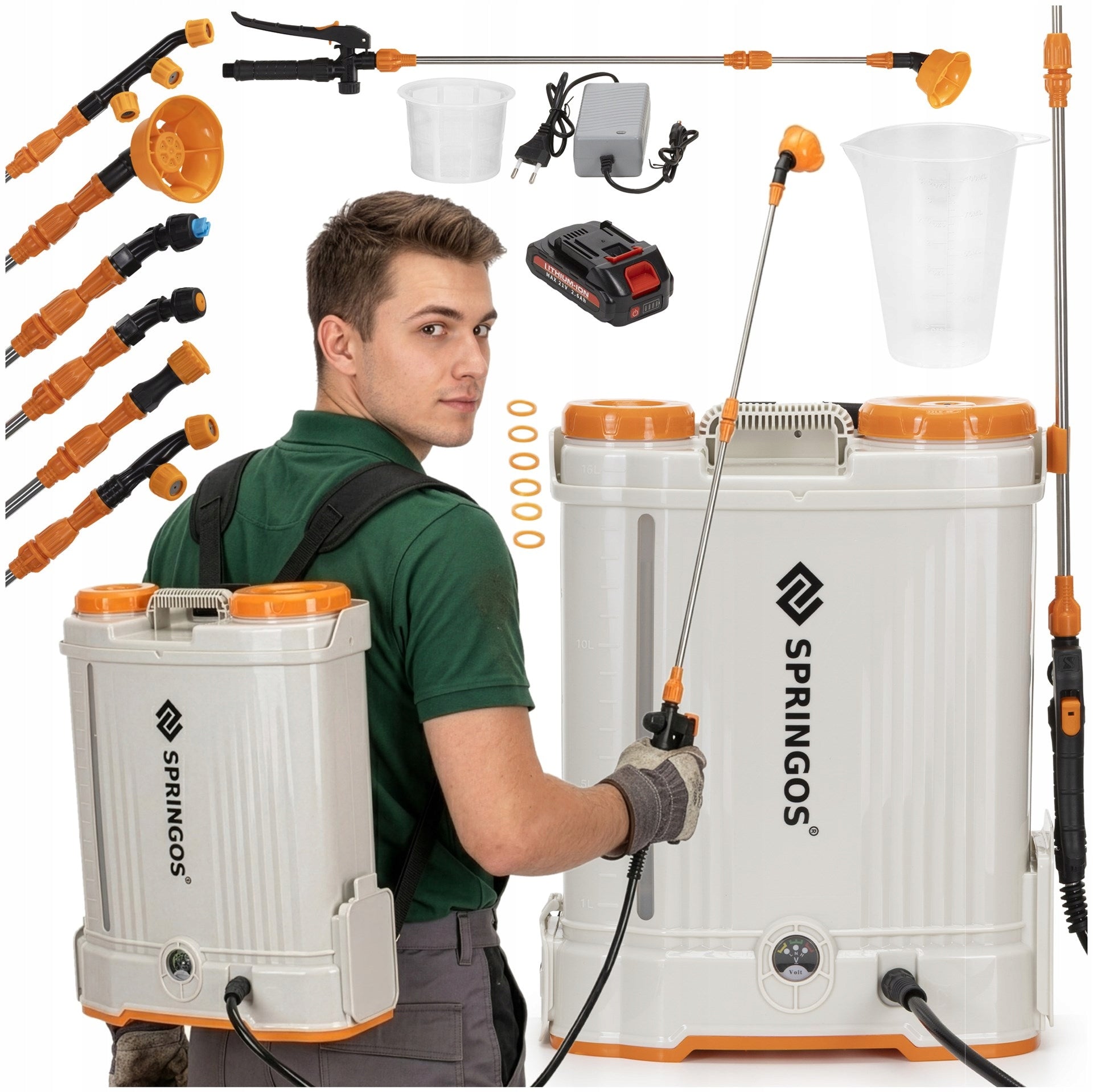 21V CORDLESS ELECTRIC BACKPACK SPRAYER 16L GARDEN 6 NOZZLES