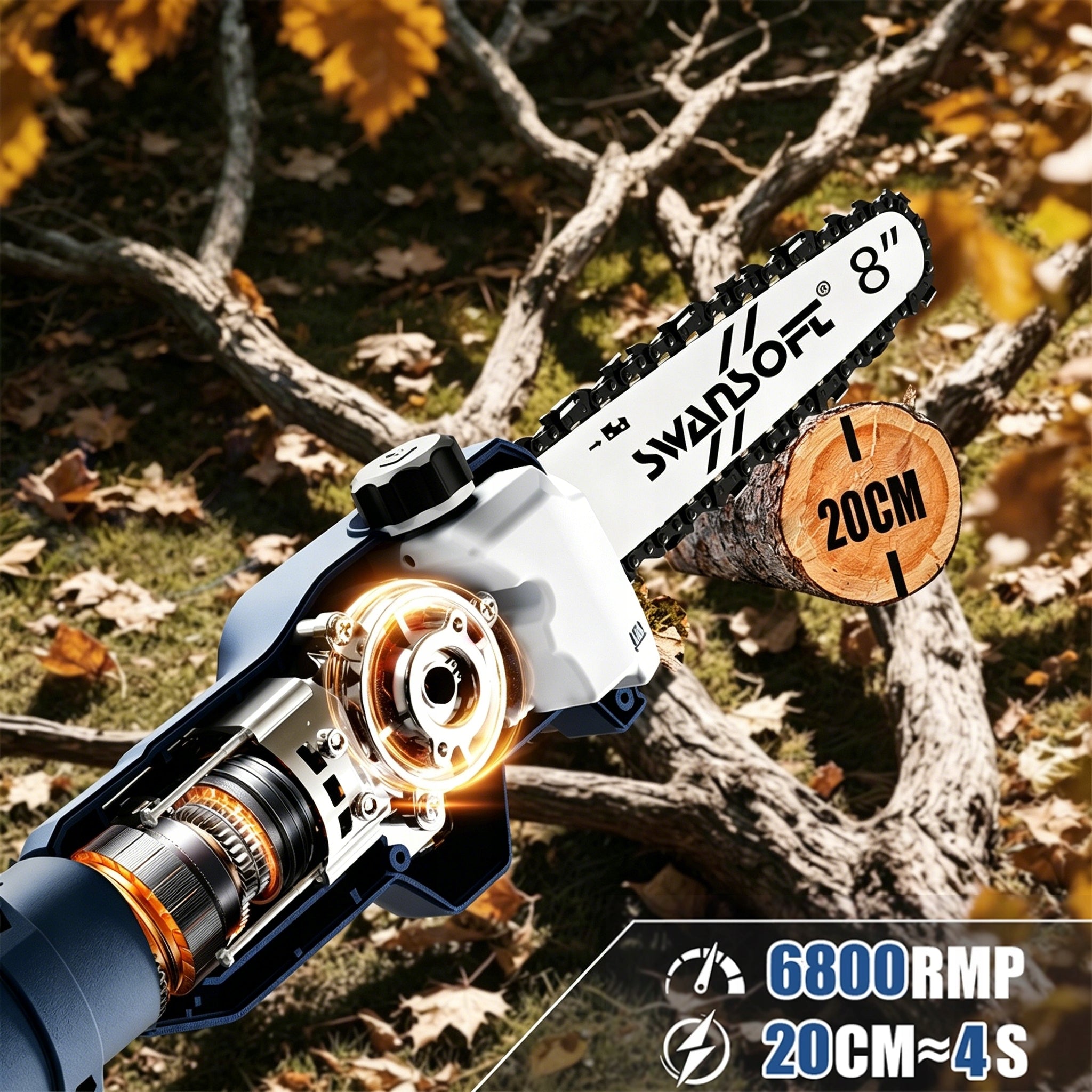 21V Cordless Pole Chainsaw 20cm Telescopic 1.7-2.6m Garden Branch Cutter Manufacturer code CS-10