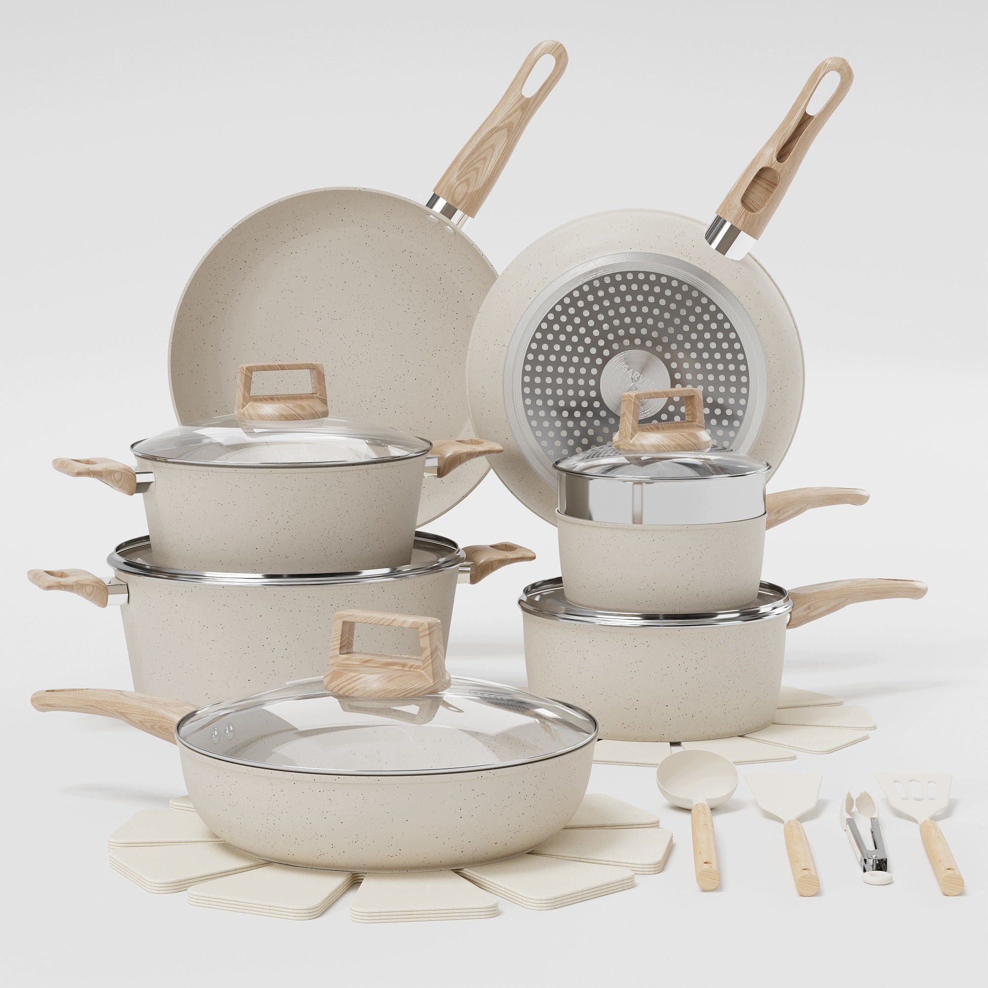 21pcs Nonstick Ceramic Pots and Pans Set
