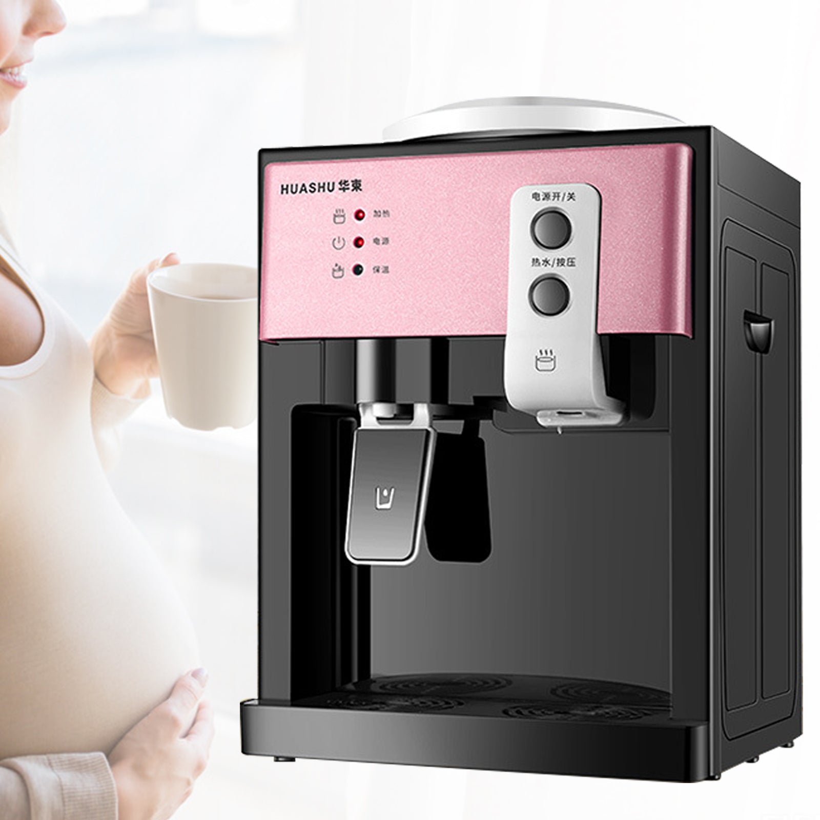 220V Pink EU Plug Desktop Water Dispenser, With Hot and Cold Water Manufacturer code DWD123