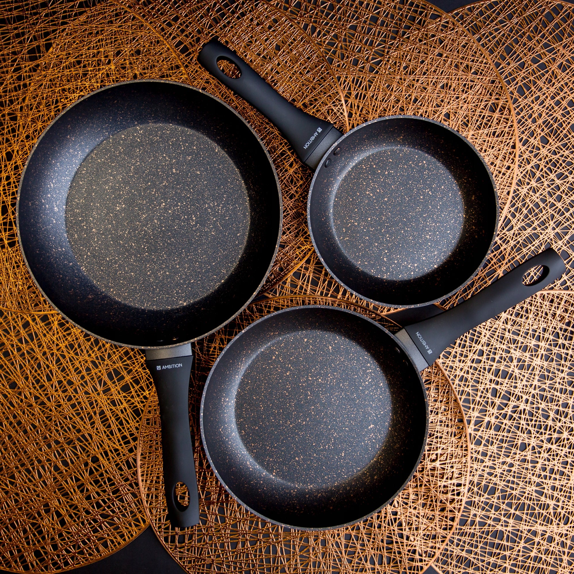 22276 Set of 3 pans coating Stone Edition Ambition Tres 20 24 28 Brand Ambition