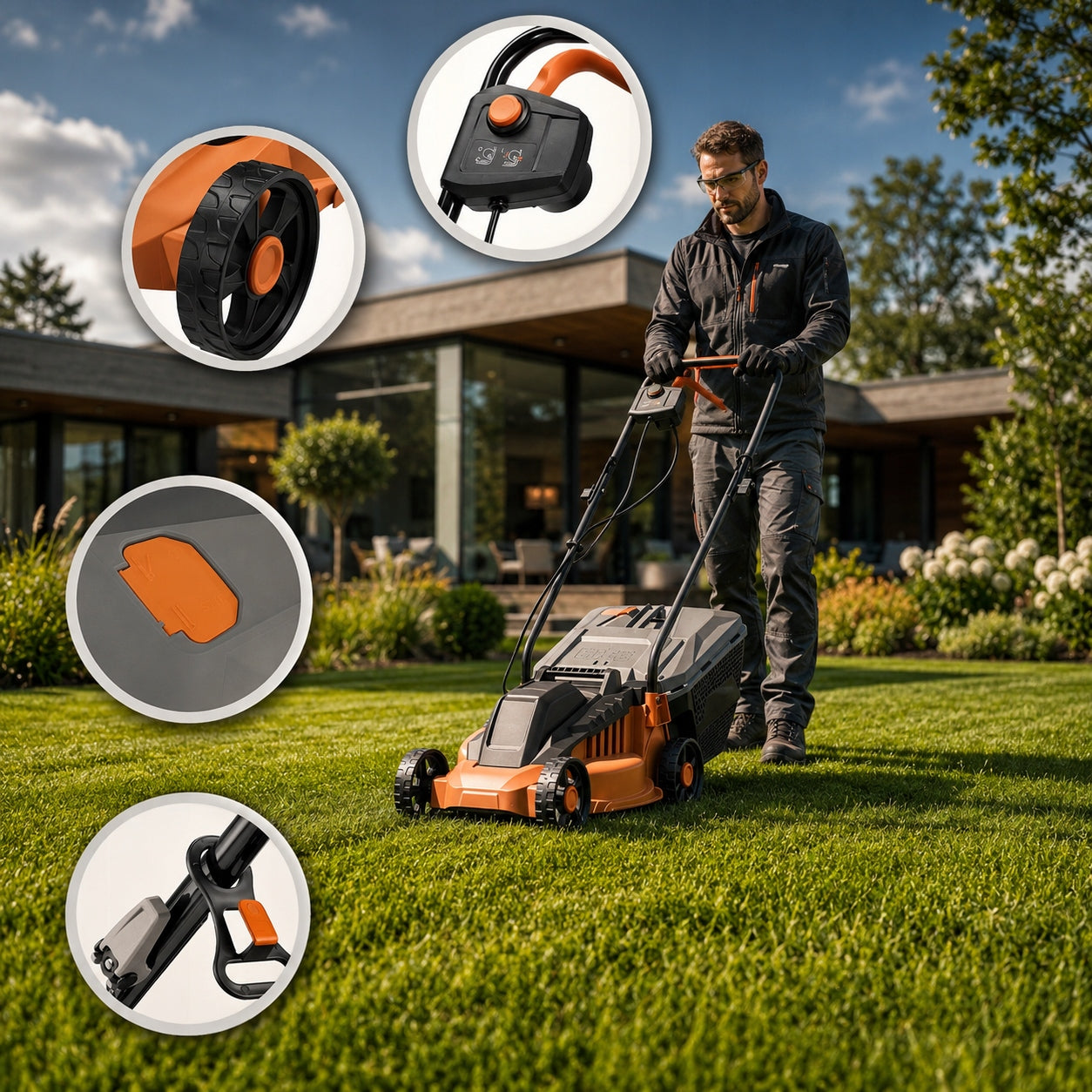 2300W ELECTRIC LAWN MOWER LARGE POWER BASKET 30L 32CM AGILE ONDRAGON Brand no brand