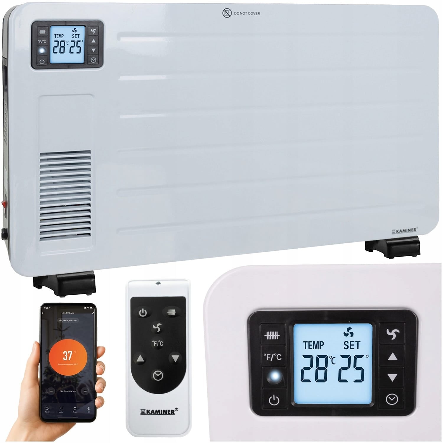 2300W WIFI smart electric convector heater LCD + APP and remote white