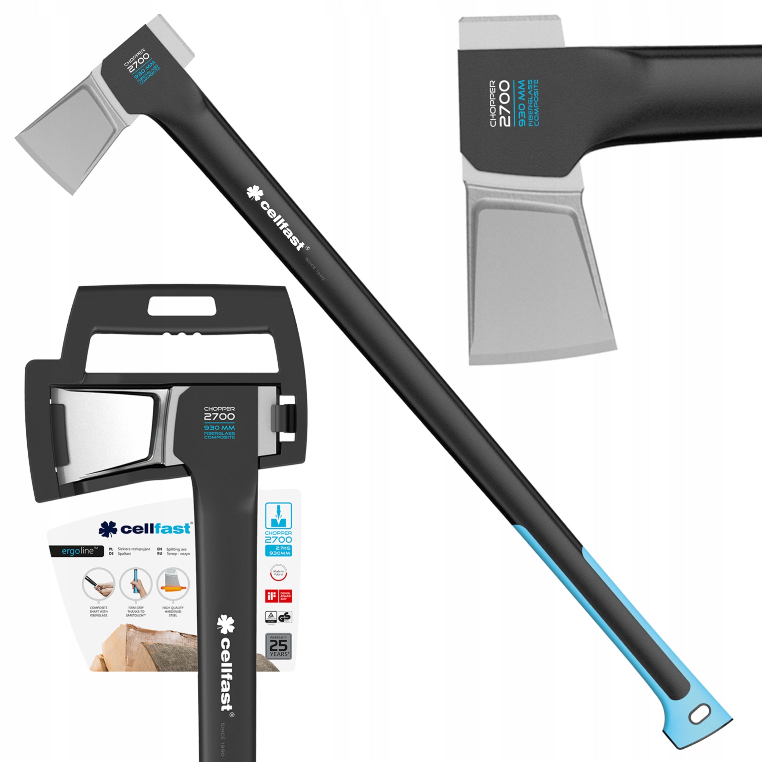 Kapoklė ERGO C2700, 2,7 kg, 930 mm, skirta malkoms ir kaladėms skaldyti