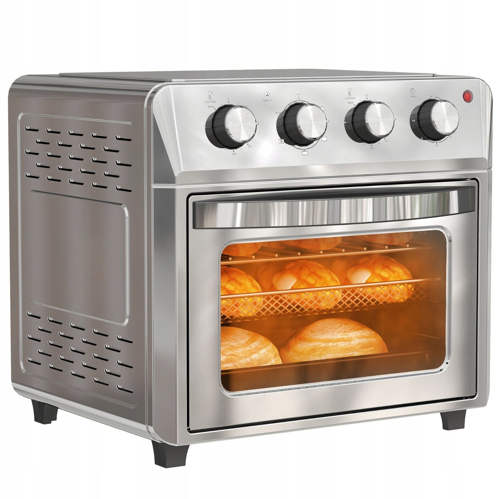 24L Mini Oven with Thermocouple and Air Fryer, Silver
