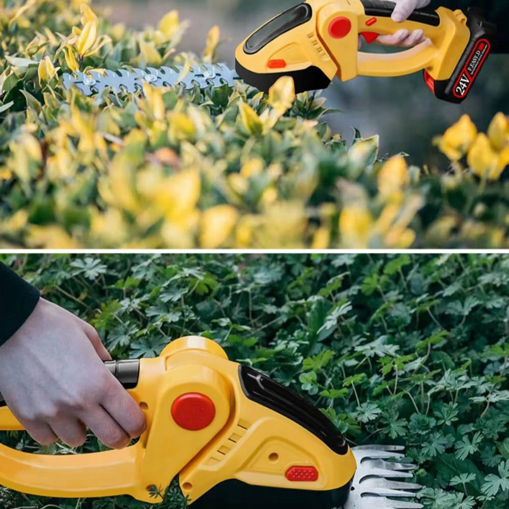 24V CORDLESS HEDGE TRIMMER WITH 2 BLADES INCLUDED Manufacturer code JZD-Blue