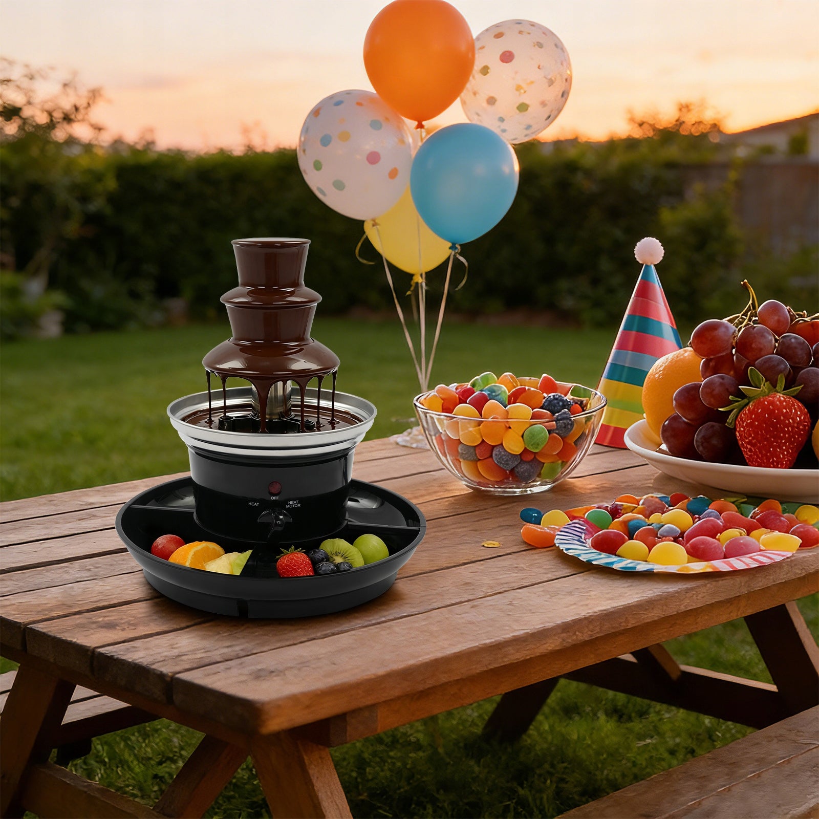 25W 3-TIER CHOCOLATE FONDUE FOUNTAIN 450G Packaging status original