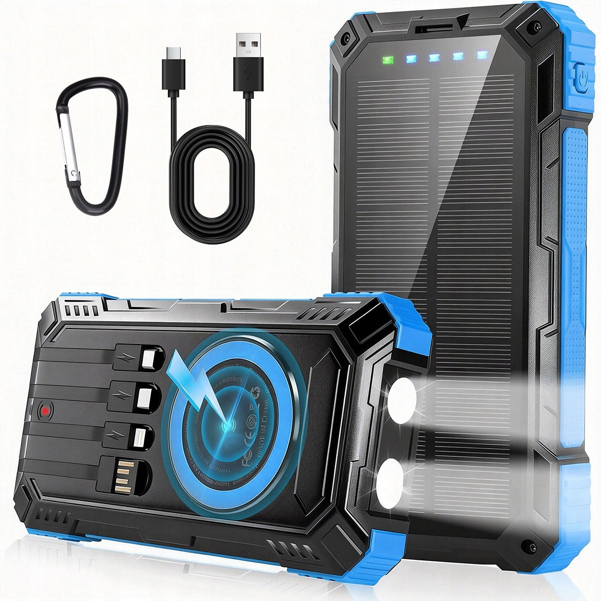 26800MAH PORTABLE SOLAR POWER USB Qi POWERBANK WATERPROOF Battery capacity 26800 mAh