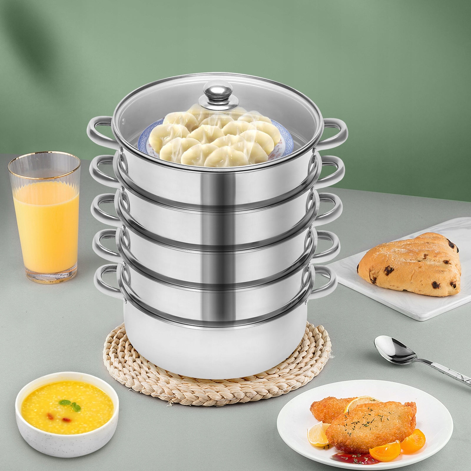 26CM STAINLESS STEEL STEAMER, 5 LEVELS, INDUCTION, FAST COOKING Brand no brand