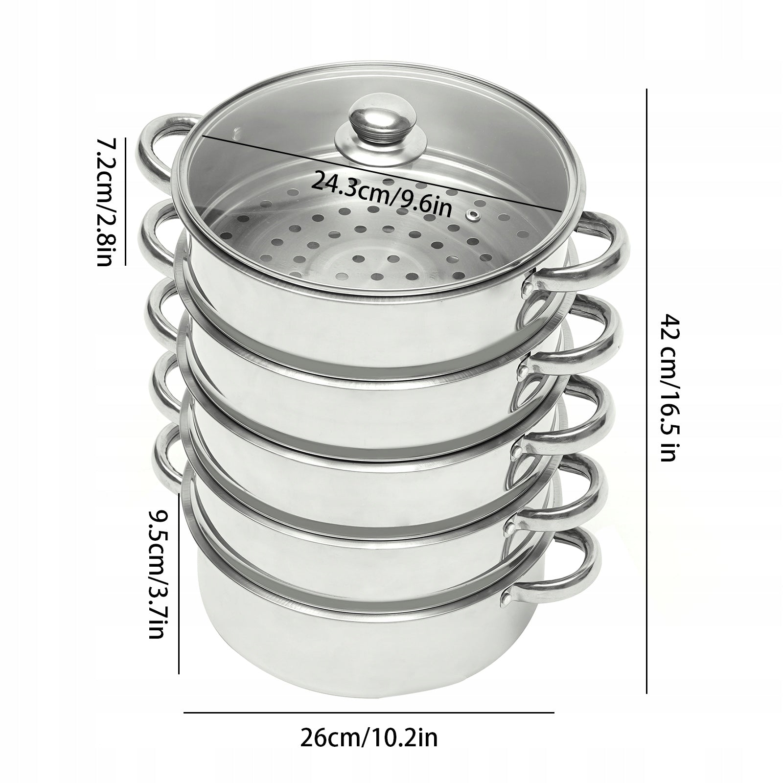 26cm Multi-purpose Stainless Steel Steamer, Practical 5-Tier Structure Manufacturer code 7203236