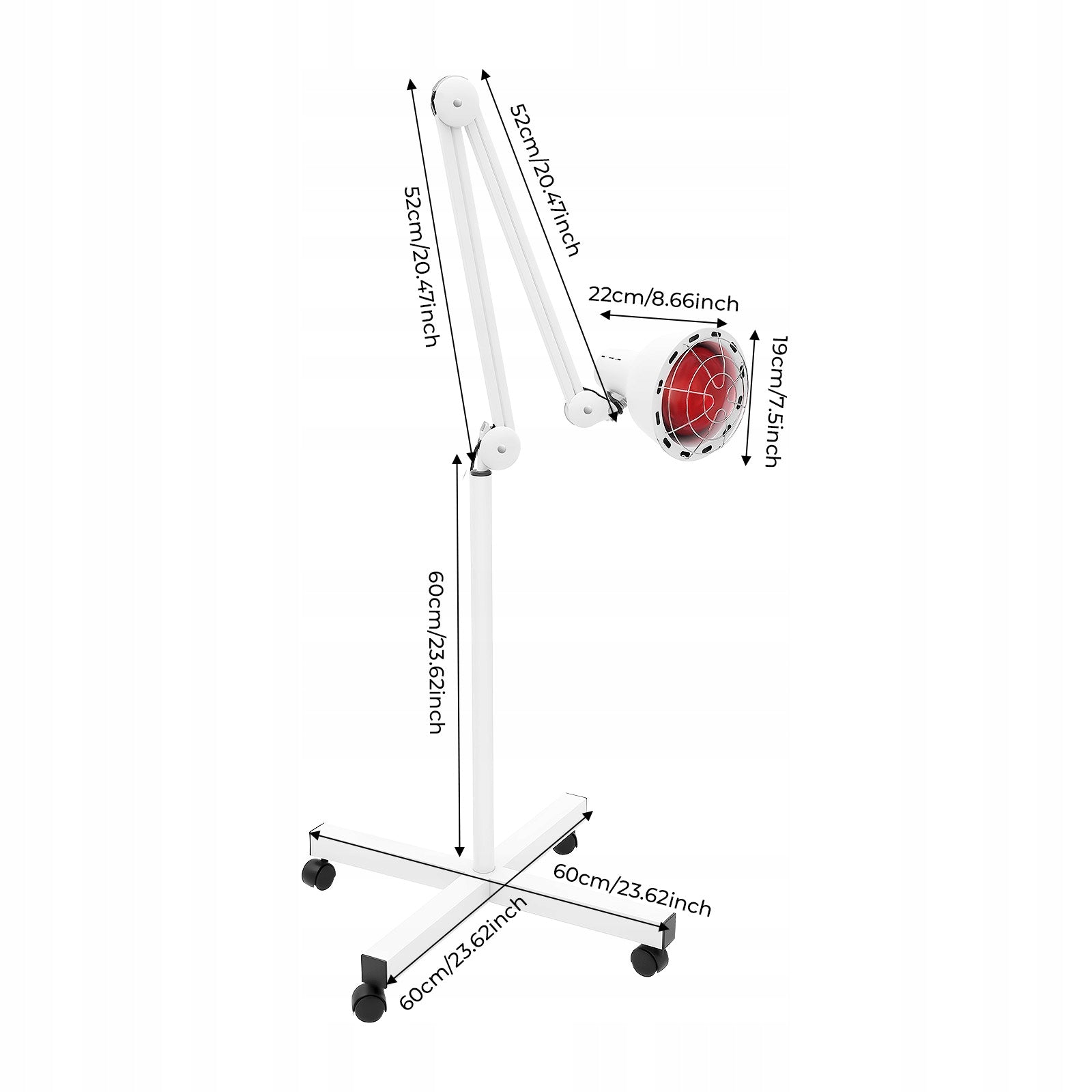 275W Infrared Heating Lamp 0-90°C Adjustable Freestanding + LED Base White Medical device no