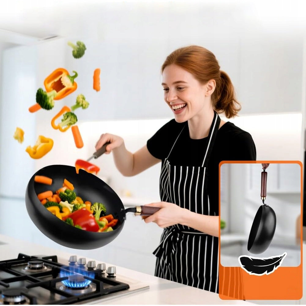 28CM BLACK UNIVERSAL IRON PAN FOR ALL DISHES AND COOKERS Diameter 28 cm