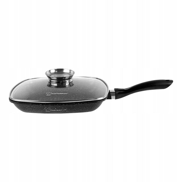 28cm Aluminum Grill Pan with Masterpan Glass Lid Brand no brand