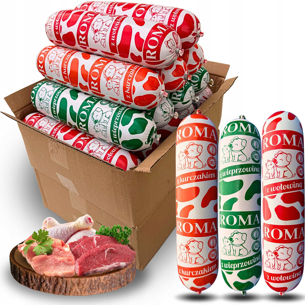 29×1kg Wet dog food bar ROMA MIX 80% boneless meat Temp. up to 25°C