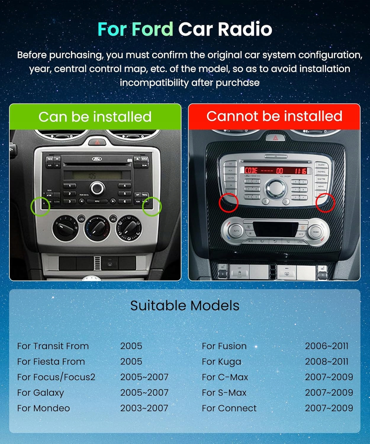 2DIN ANDROID RADIO NAVIGATION FOR FORD FIESTA KUGA MK1 1 AND 6/128GB CARPLAY 4G Brand Smart Radio Car