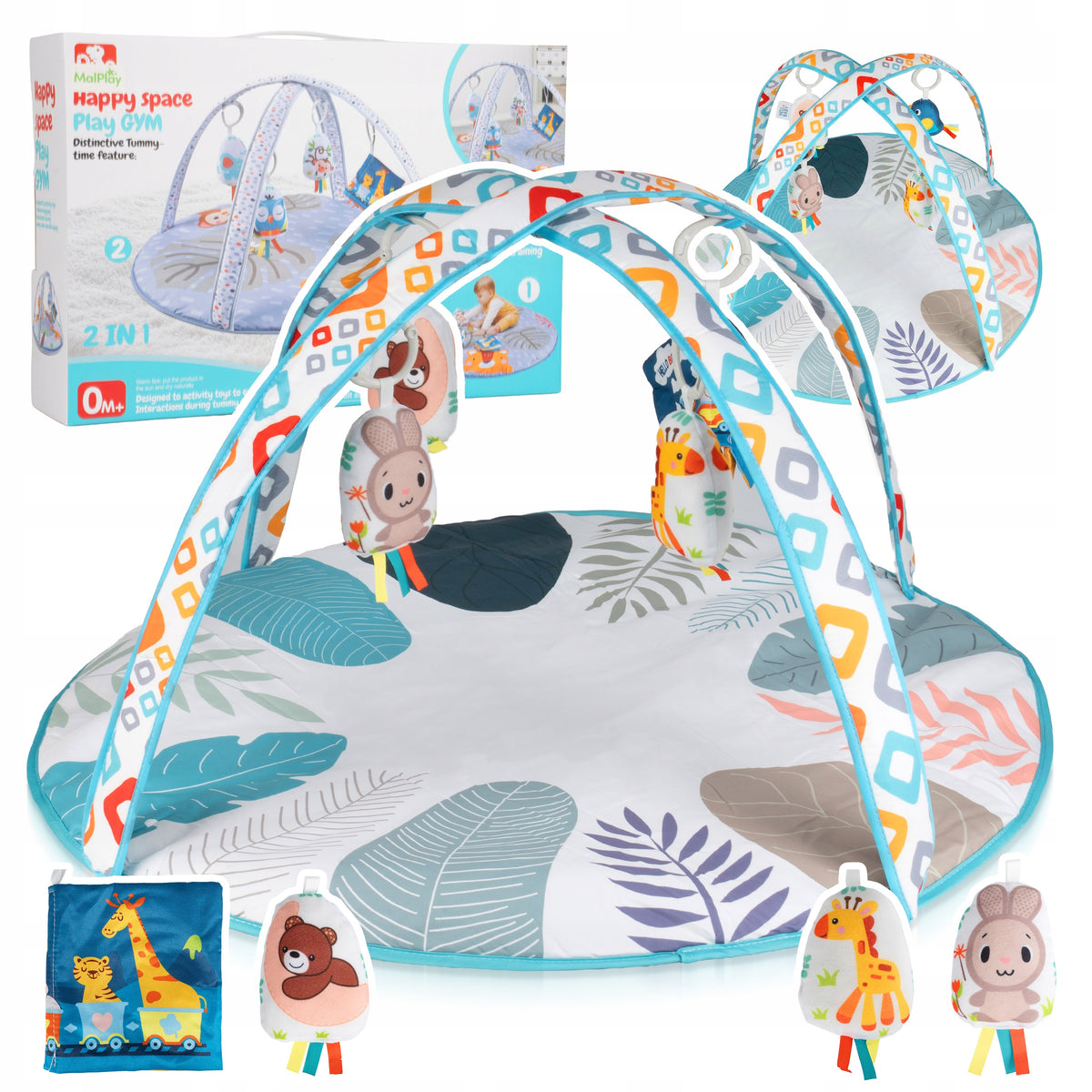2IN1 BABY EDUCATIONAL MAT WITH BOOK HEADBANDS AND PENDANTS 0M+