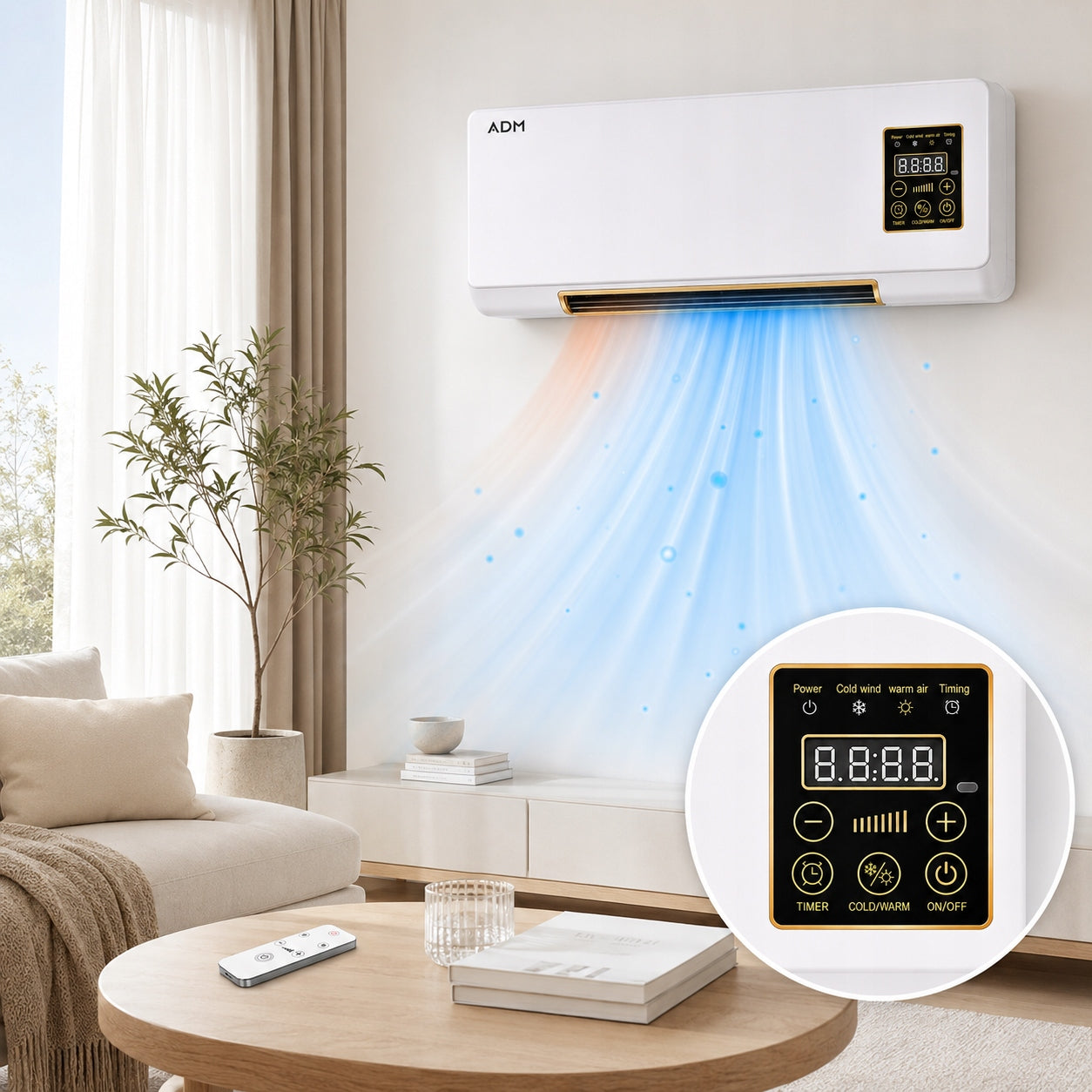 2IN1 FAN WALL AIR CURTAIN + AIR COOLING REMOTE CONTROL Power 1200 W