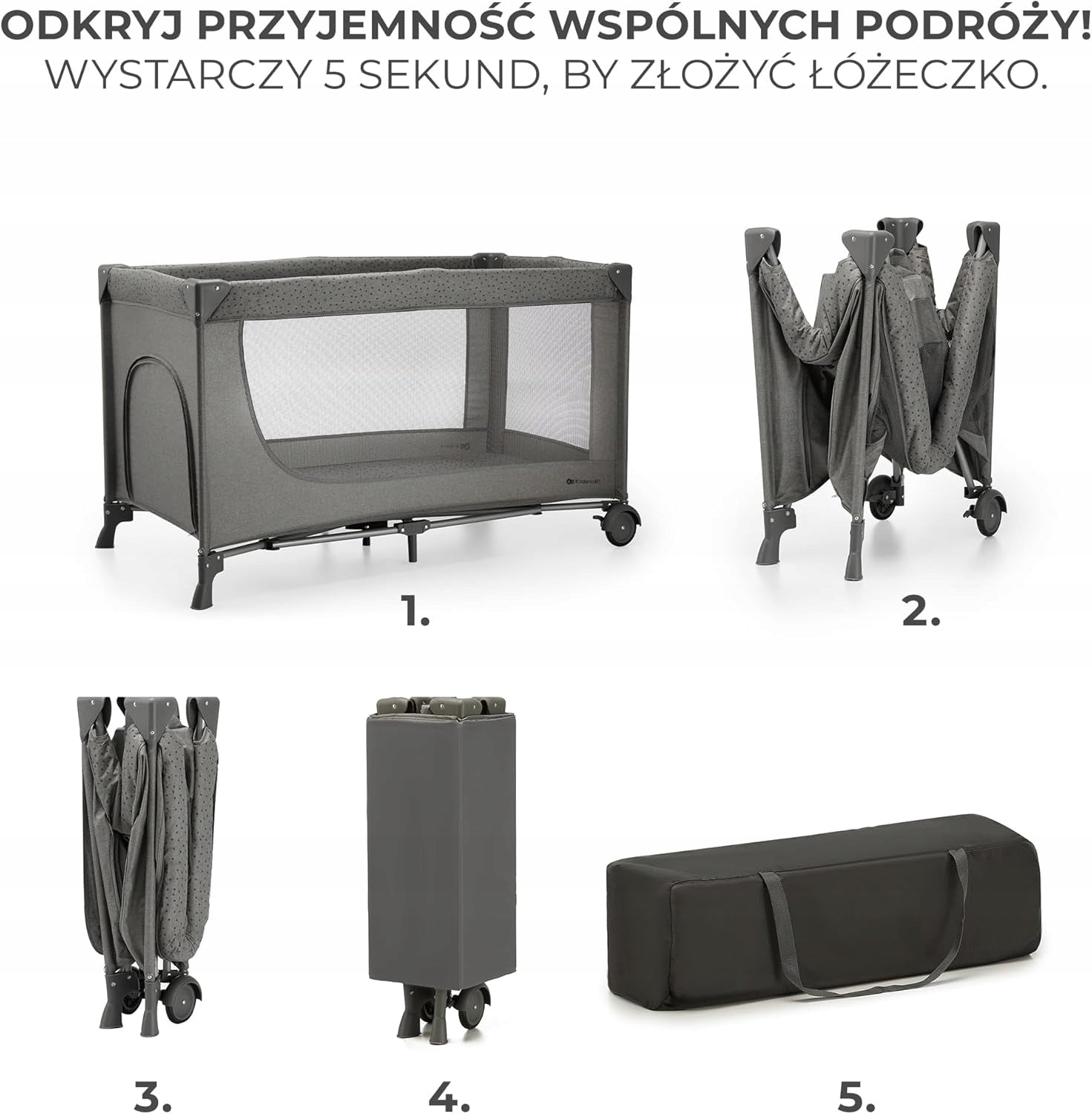2IN1 FOLDING TRAVEL COT WITH SIDE ENTRANCE AND GREY BAG Manufacturer code 5907094467151